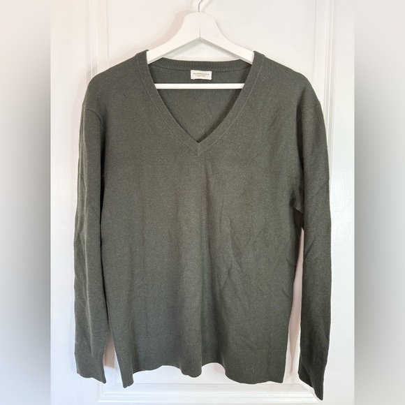 Club Monaco Men’s Green V-Neck Cashmere Crewneck Pullover Sweater - Size XS - Picture 1 of 7